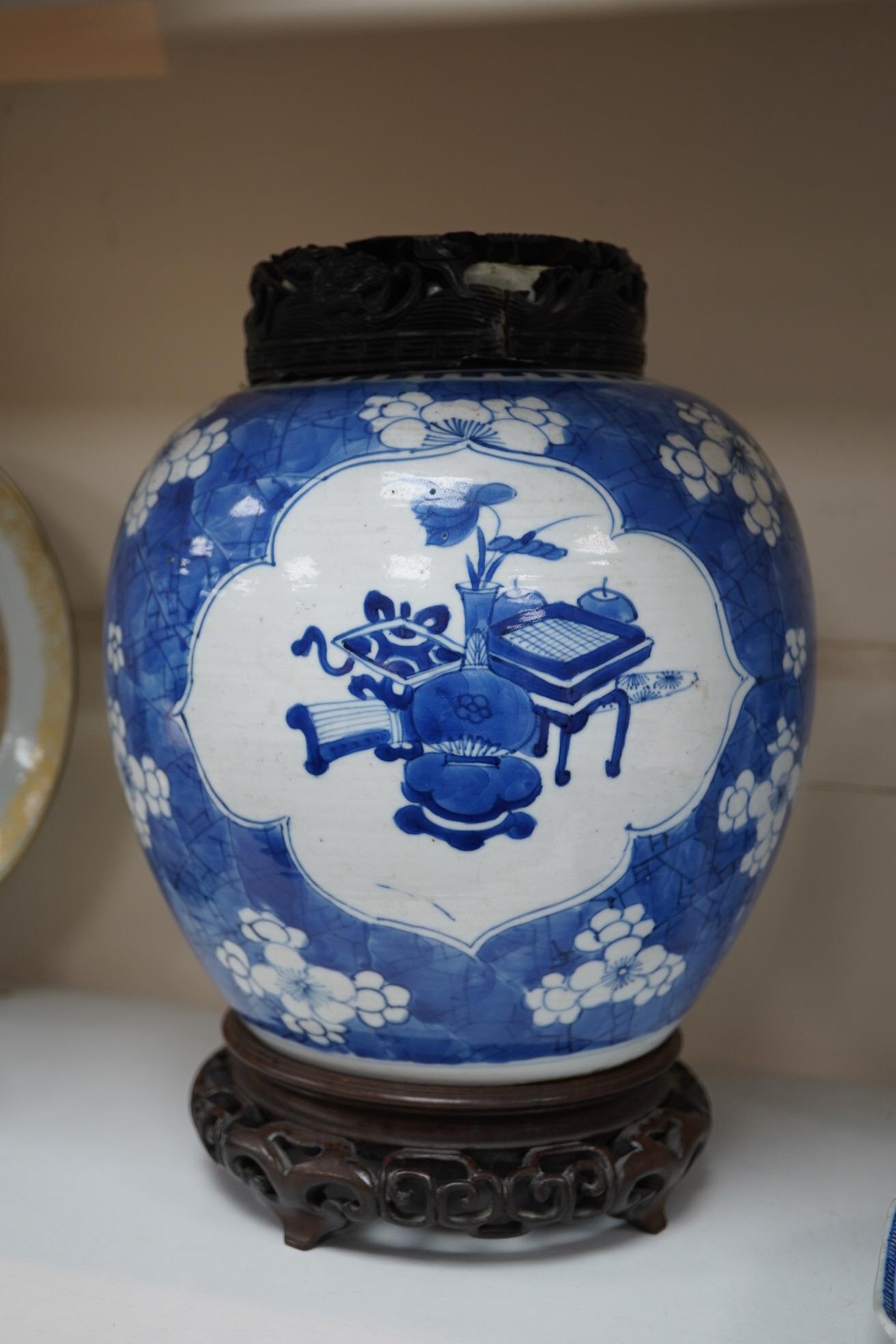 A Chinese blue and white ovoid jar, Kangxi period (1662-1722)